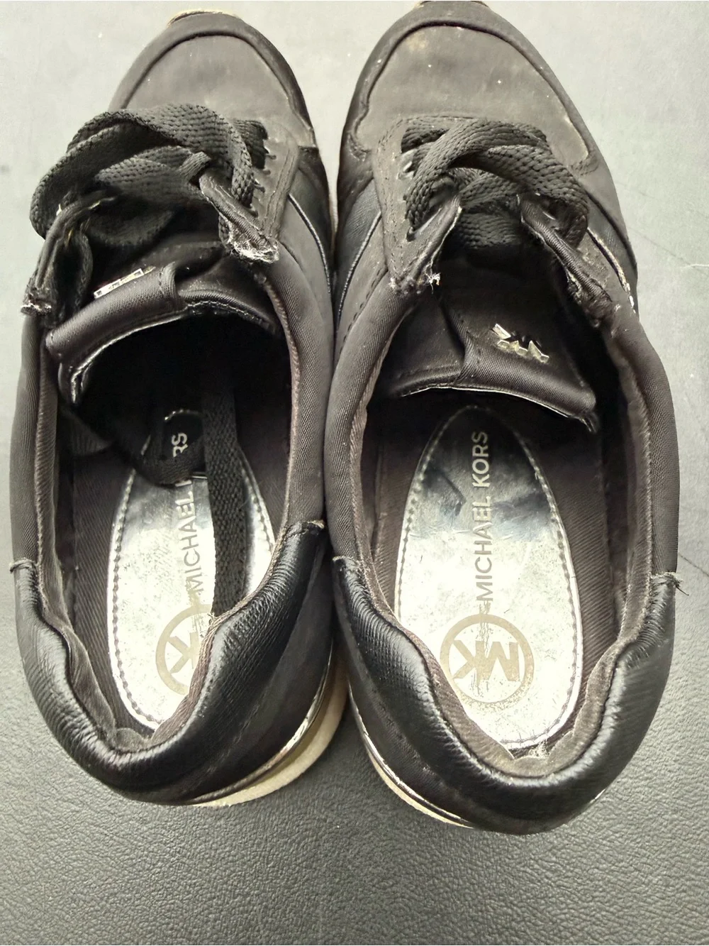 Michael Kors Allie Trainer Black Leather Sneakers Size 6.5